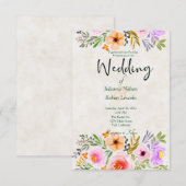 Invitation de mariage florale à l'aquarelle orange (Devant / Derrière)