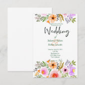 Invitation de mariage florale à l'aquarelle orange (Devant / Derrière)