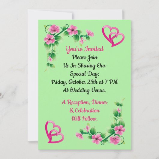 Invitation de mariage florale Aloha (Devant)