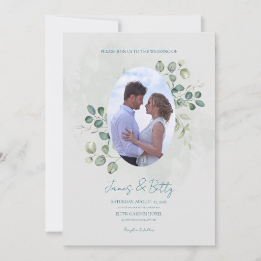Invitation de mariage florale aquarelle (Devant)