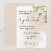 Invitation de mariage florale aquarelle (Devant / Derrière)