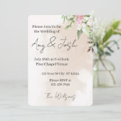 Invitation de mariage florale aquarelle (Debout devant)