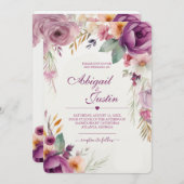 Invitation de mariage florale aquarelle (Devant / Derrière)