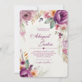 Invitation de mariage florale aquarelle (Devant)