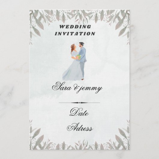 Invitation de mariage florale aquarelle (Devant)
