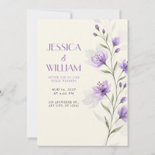 Invitation de mariage florale aquarelle lavande