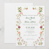 Invitation de mariage florale aquarelle modèle (Devant / Derrière)