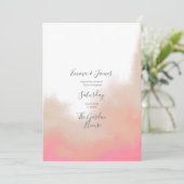 Invitation de mariage florale aquarelle pêche (Debout devant)