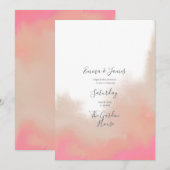 Invitation de mariage florale aquarelle pêche (Devant / Derrière)