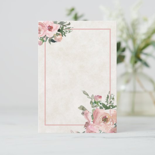 Invitation de mariage florale aquarelle rose budge (Debout devant)