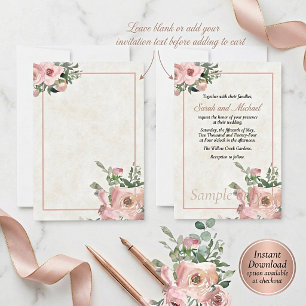 Invitation de mariage florale aquarelle rose budge