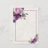 Invitation de mariage florale aquarelle violette b (Devant / Derrière)