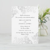 Invitation de mariage florale argentée élégante (Debout devant)