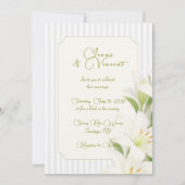 Invitation de mariage florale au lys rayé simple (Devant)
