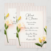 Invitation de mariage florale au lys rayé simple (Devant / Derrière)