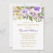 Invitation de mariage florale avec éclat doré pour (Devant)