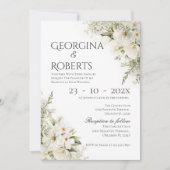 Invitation de mariage florale blanche (Devant)
