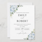 Invitation de mariage florale bleu clair romantiqu (Devant)