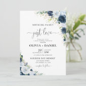 Invitation de mariage florale bleu marine (Debout devant)