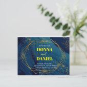 Invitation de mariage florale bleu marine (Debout devant)