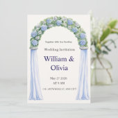 Invitation de mariage florale bleue (Debout devant)