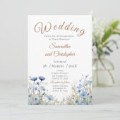 Invitation de mariage florale bleue (Debout devant)