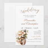 Invitation de mariage florale bleue (Devant / Derrière)