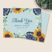 Invitation de mariage florale bleue aux tournesols