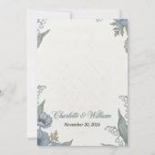 Invitation de mariage florale bleue botanique vint (Dos)