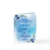 Invitation de mariage florale bleue élégante