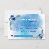 Invitation de mariage florale bleue élégante (Devant)