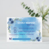 Invitation de mariage florale bleue élégante (Debout devant)