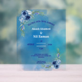 Invitation de mariage florale bleue élégante (Neutre)