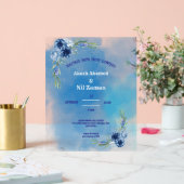 Invitation de mariage florale bleue élégante (Mariage)