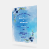 Invitation de mariage florale bleue élégante (Angle)