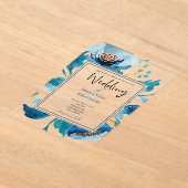 Invitation de mariage florale bleue élégante (Poser)