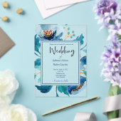 Invitation de mariage florale bleue élégante (Insitu (Mariage))