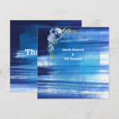 Invitation de mariage florale bleue élégante (Devant / Derrière)