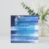Invitation de mariage florale bleue élégante (Debout devant)