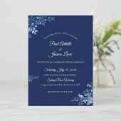 Invitation de mariage florale bleue et blanche (Debout devant)