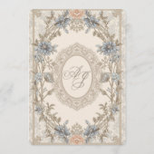 Invitation de mariage florale bleue et or (Dos)