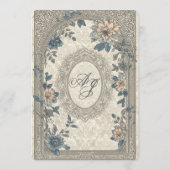 Invitation de mariage florale bleue et or (Dos)