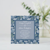 Invitation de mariage florale bleue et sarcelle ru (Debout devant)