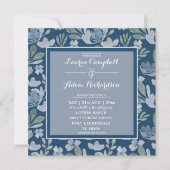 Invitation de mariage florale bleue et sarcelle ru (Devant)