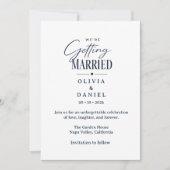 Invitation de mariage florale bleue moderne (Devant)