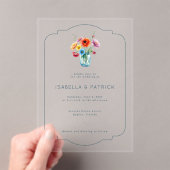 Invitation de mariage florale bleue romantique (In situ (ordinateur de poche))