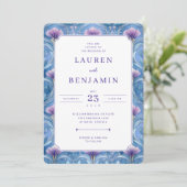 Invitation de mariage florale bleue romantique (Debout devant)