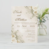 Invitation de mariage florale boho élégante (Debout devant)