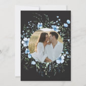 Invitation de mariage florale boho noire | Bleu so (Dos)