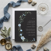 Invitation de mariage florale boho noire | Bleu so